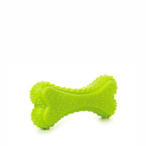 TPR – kost zelená, odolná (gumová) pískací hračka z termoplastické pryže