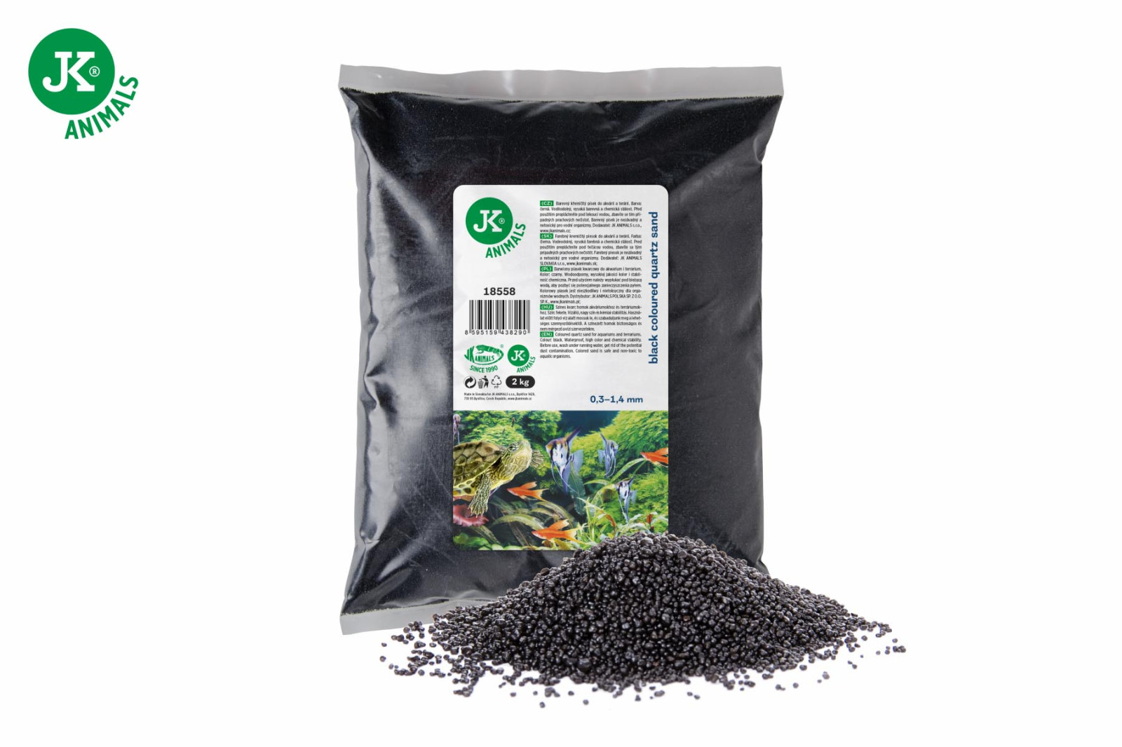 Barevný křemičitý písek černý, 2 kg, do akvária a terária
