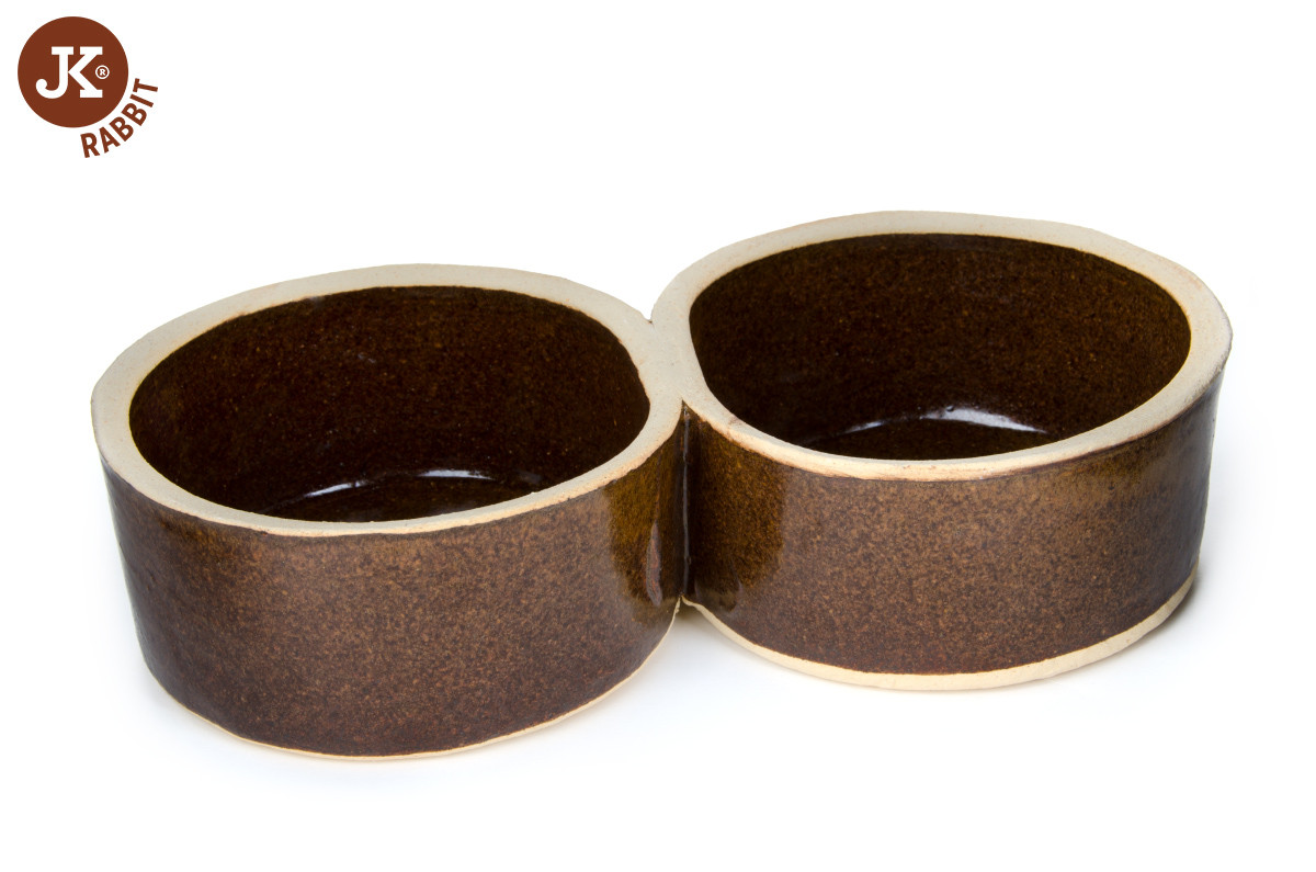 Keramická dvojmiska pro králíky 2×15 cm
