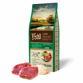 Sam's Field Low Grain Junior Large Lamb - Free Range, superprémiové granule pro štěňata a mladé psy velkých plemen s jehněčím z volného chovu, 13 kg (Sams Field bez pšenice)