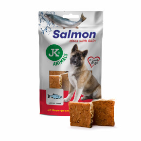 Lososové kousky s kůží, masový pamlsek, 80 g