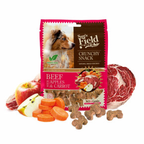 Sam's Field Crunchy Cracker Beef with Apples & Carrot, křupavý hovězí pamlsek s jablky a mrkví pro psy, 200 g (Sams Field masový pamlsek)