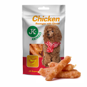 Kuřecí klobásky se sýrem, masový pamlsek, 80 g (Chicken Sausages with Cheese Meat Snack)