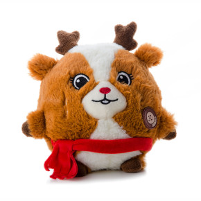 Plyšová koule sob X-Mas, 19 cm, plyšová pískací vánoční hračka pro psy