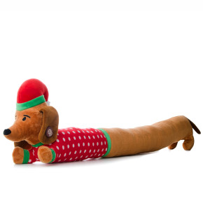 Plyšový jezevčík XL X-Mas, 96 cm, extra dlouhá plyšová pískací vánoční hračka pro psy