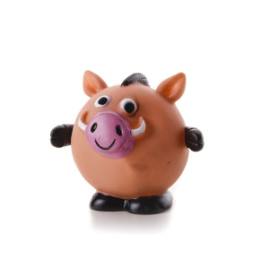 Vinylový míč divočák, hnědá pískací hračka pro psy, 10 cm, ideální pro aktivní hru