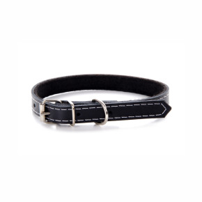 Kožený obojek JK Classic pro psy, 1,4×40 cm, černý