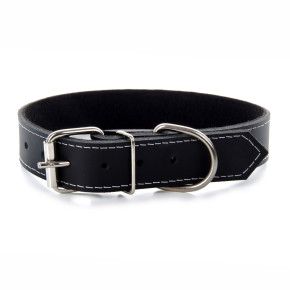 Kožený obojek JK Classic pro psy, 3,5×70 cm, černý