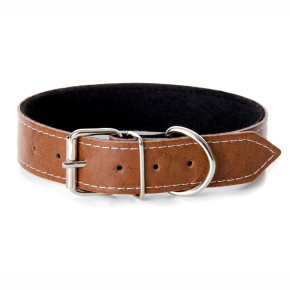 Kožený obojek JK Classic pro psy, 3,5×70 cm, natural, přírodní