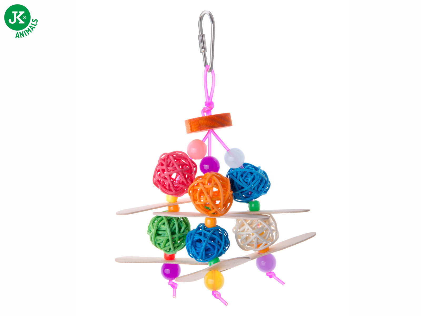 JK proutěné kuličky střední, dřevěná hračka pro ptáky