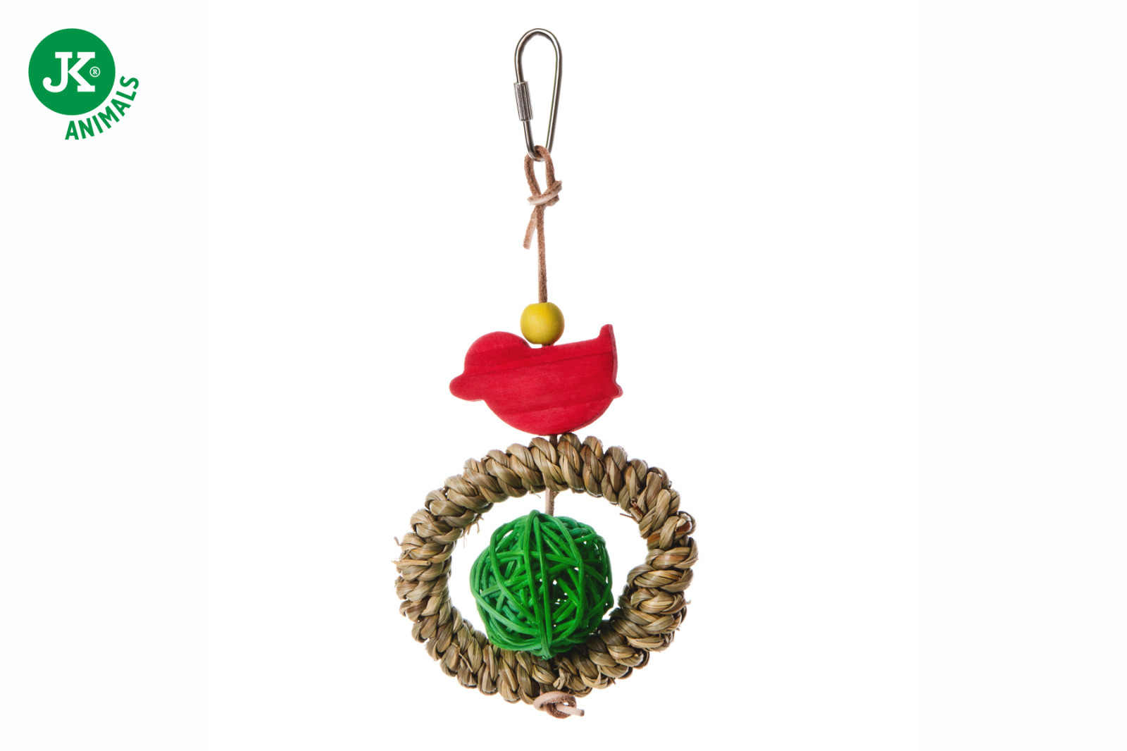 Dřevěná hračka s ratanovou koulí a proutím, 12 cm