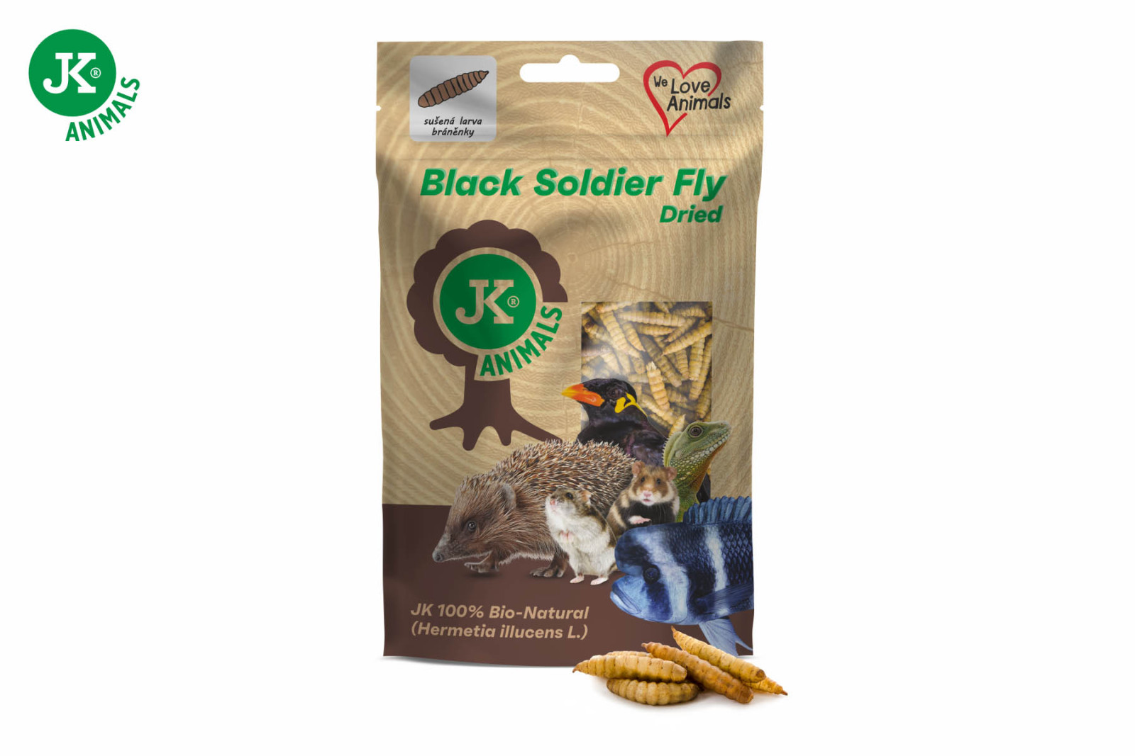 Sušená larva bráněnky, Black Soldier Fly Dried, 80 g, (Hermetia illucens L.)