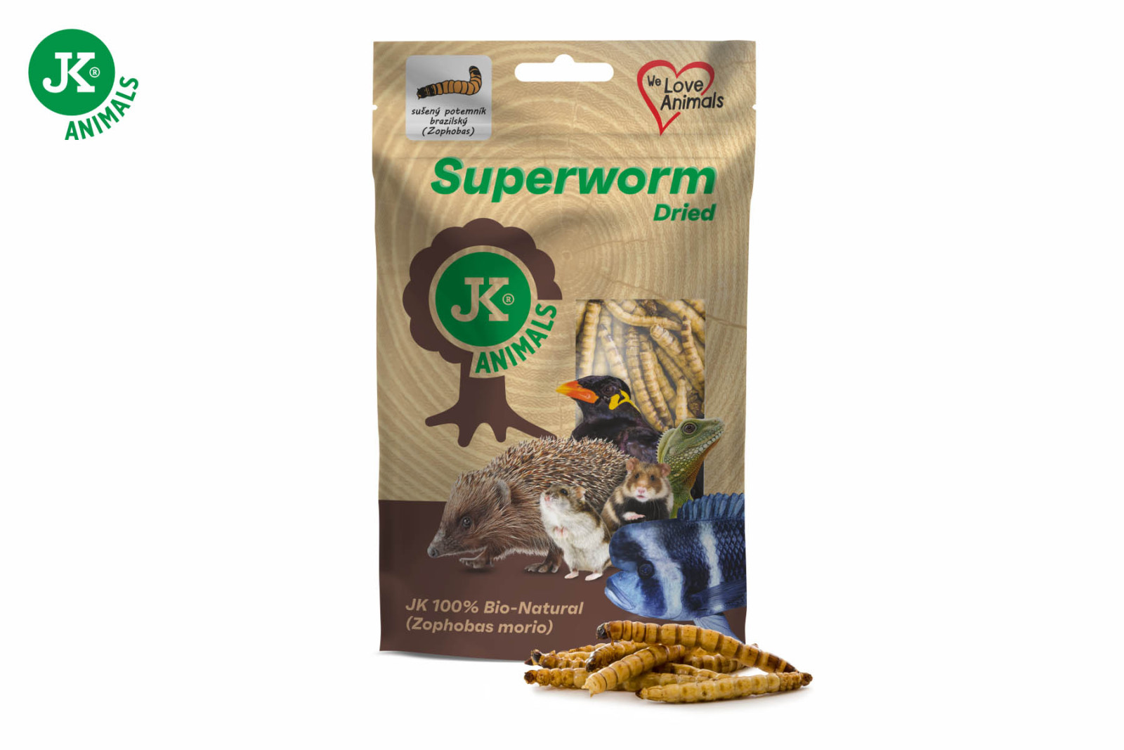 Sušený potemník brazilský, Superworm Dried, 80 g, (Zophobas morio)