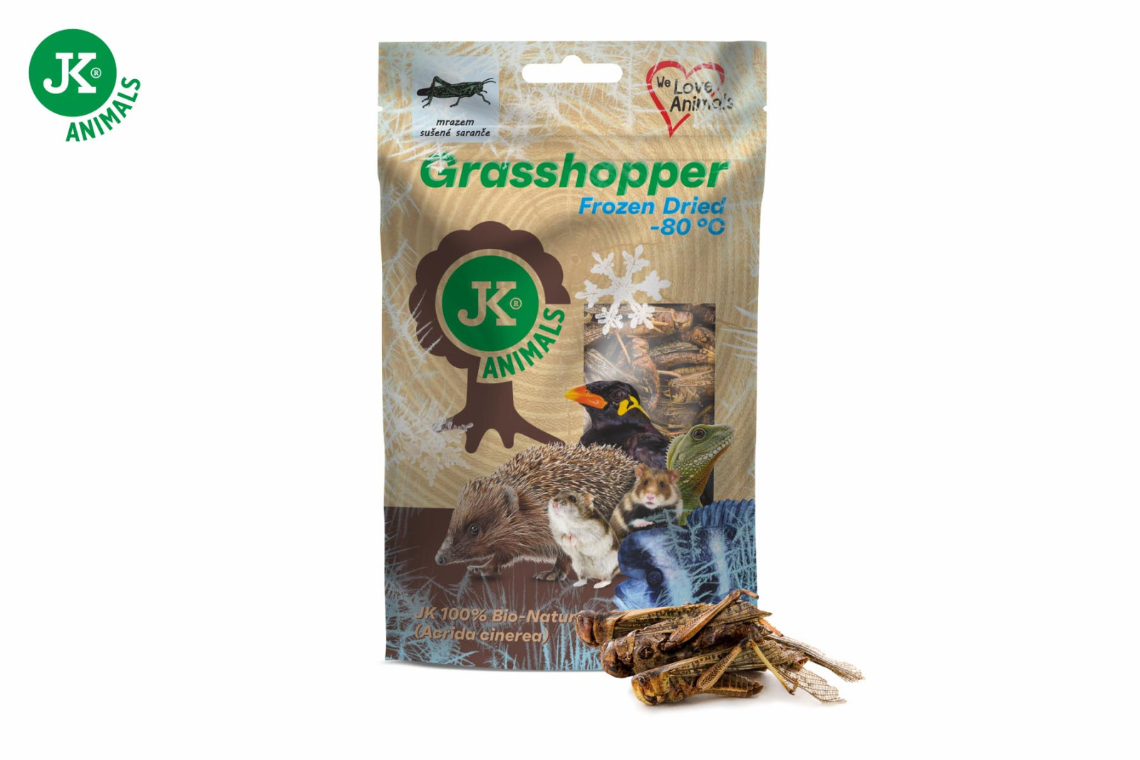 Mrazem sušené saranče, Grasshopper Frozen Dried, 80 g, (Acrida cinerea)